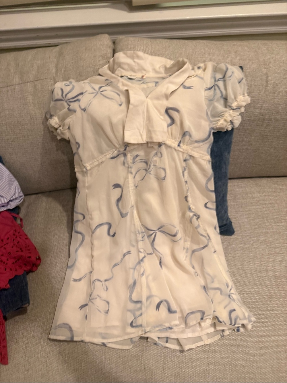 Kimchi Blue Cream Dress with Light Blue Swirl Print